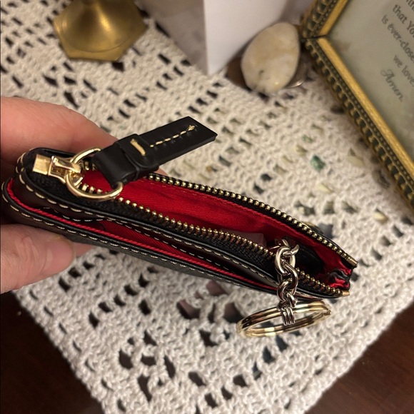 Dooney 🆕 Bourke Black Pebbled Italian Leather Keychain Pouch beautiful - Picture 4 of 6